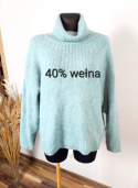 Miętowy sweter Wełniany