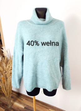 Miętowy sweter Wełniany