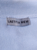 Piękna błękitna bluzka, Bufiaste rękawy, materiał rayon