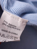 Piękna błękitna bluzka, Bufiaste rękawy, materiał rayon