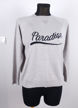 Piękny Szary sweterek z napisem Paradise