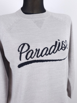 Piękny Szary sweterek z napisem Paradise