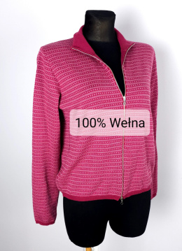 Piękny sweterek Różowy na zamek, 100% wełna, made in Italy
